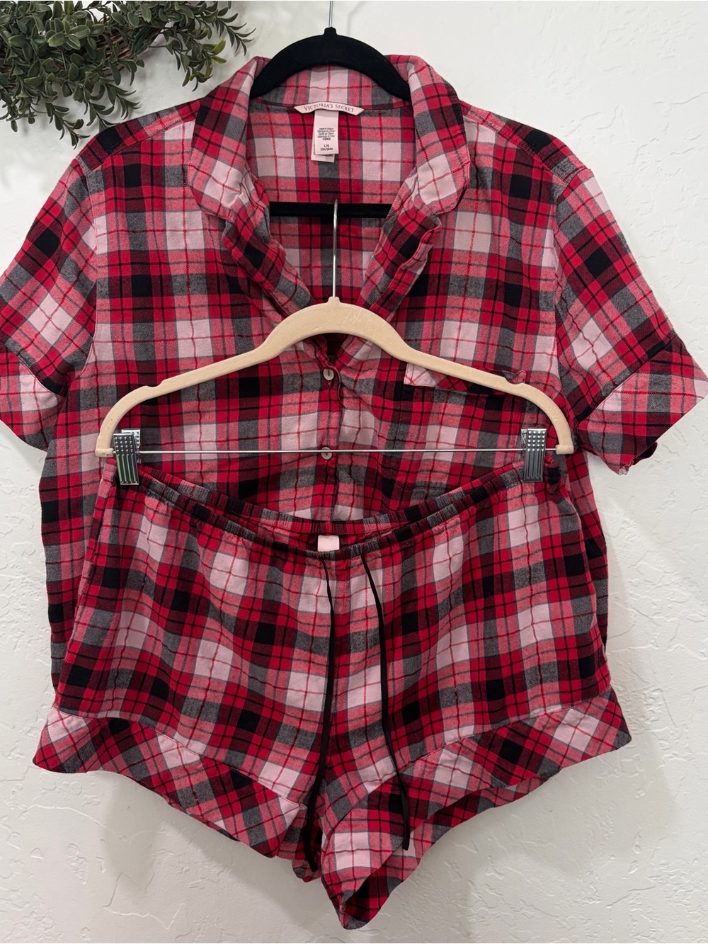 Victoria's Secret Plaid Flannel Pajama Short Set Large